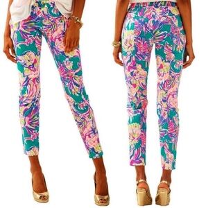 Lilly Pulitzer Kelly Skinny Ankle Pant Agate Green Safari Sighted Size 0